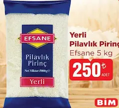 EFSANE YERLİ PİLAVLIK PİRİNÇ 5 KG